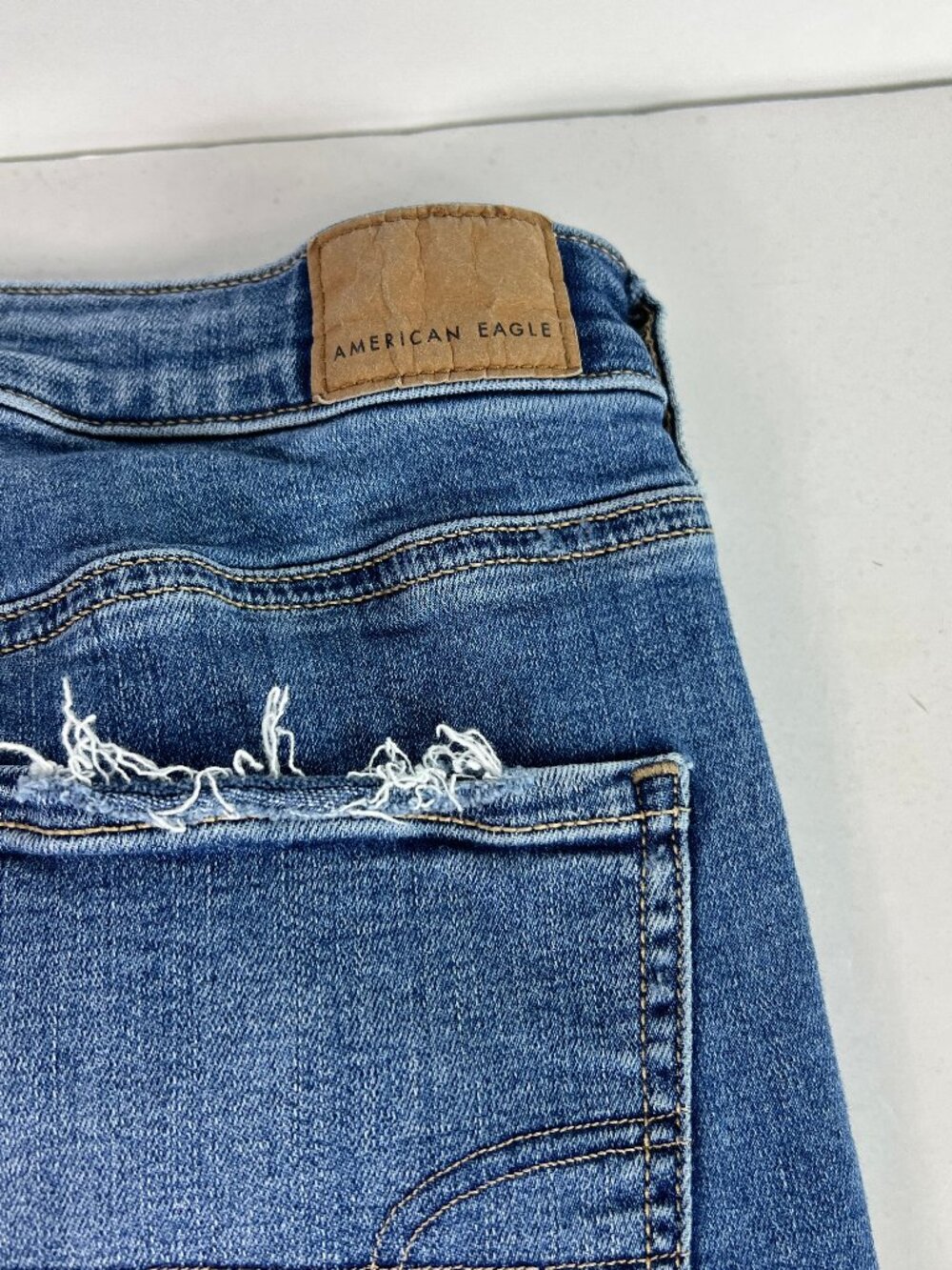 American Eagle Jeans Women 28x29* Super High Rise Flare Blue Stretch Denim Tag 6 - Picture 10 of 16